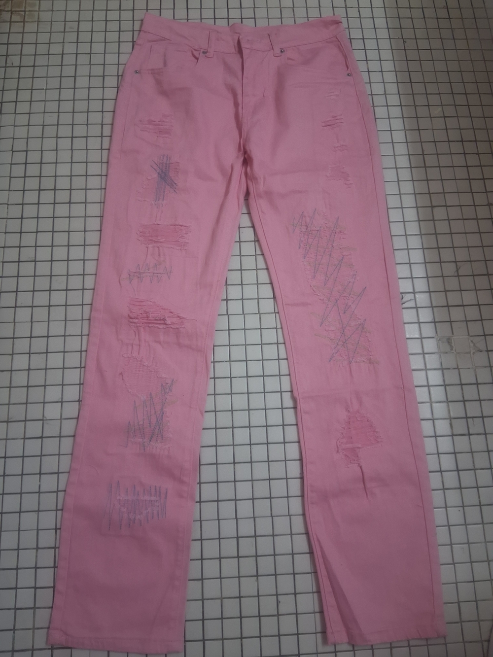 Pink Distressed Women’s Jeans